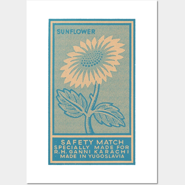 Sunflower Mid Century Modern Matchbook Art Wall Art by saudade